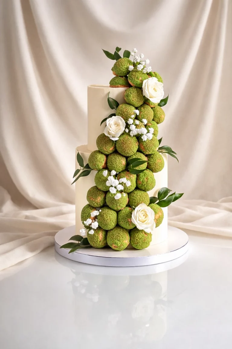 Croquembouche mariage moderne avec fleurs Dijon Bourgogne Franche-Comté