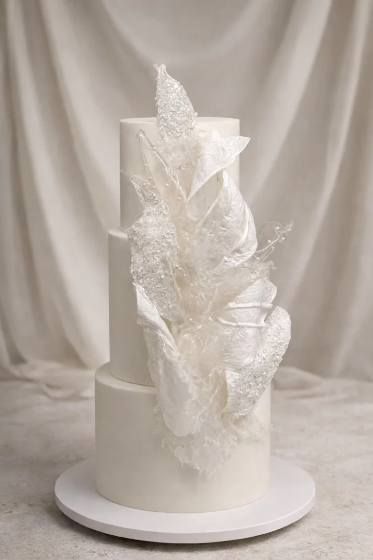 Wedding cake Dijon Bourgogne Franche-Comté minimaliste blanc avec relief moderne